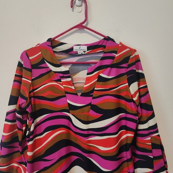 Jude Connally Colorful Abstract Wave Print Tunic Dress Size M - Picture 5 of 11